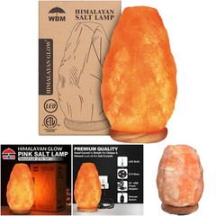 USB Himalayan Salt Lamp Touch Dimmer Natural Pink Crystal 5-7 Lbs Wooden Base