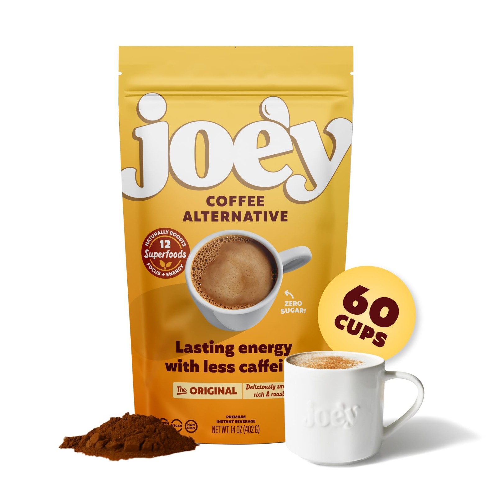 Joey Mushroom Coffee Alternative with Cacao Dandelion Root, and Chicory, Insta gallery
