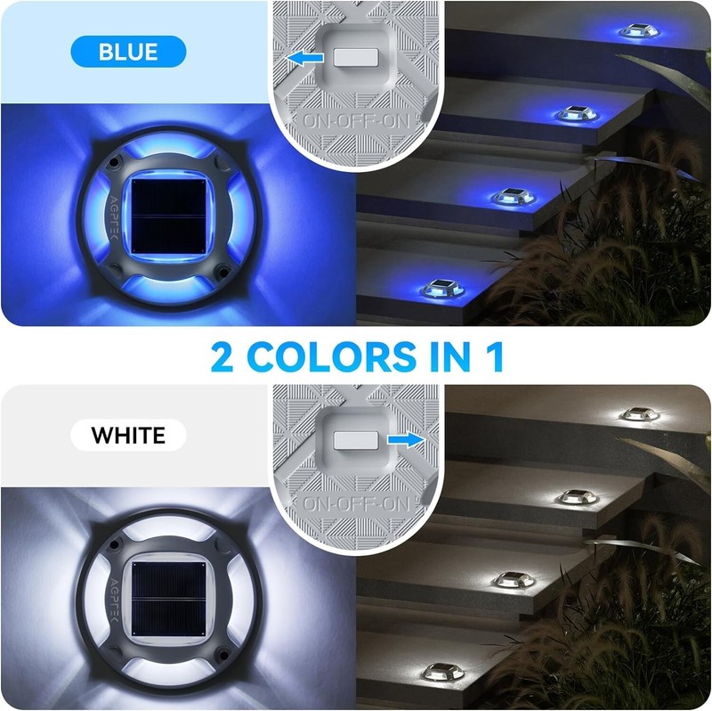 8Pack Led Multicolor Solar Deck Lights Outdoor Dock Driveway Lights for Sidewalk gallery