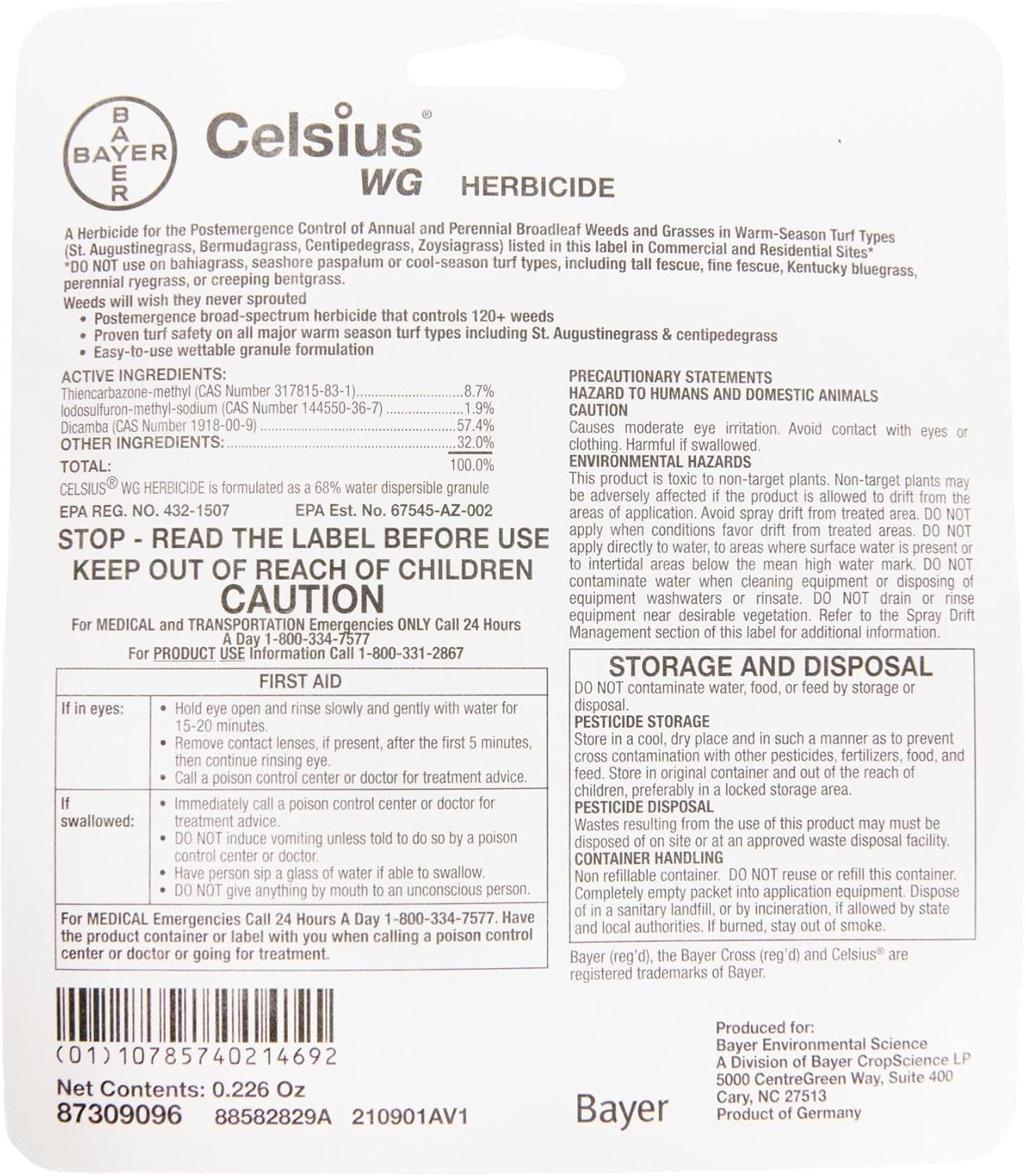 Celsius Herbicide - Single dose 0.226 oz Easy Mix Packet Post Emergent Easy Mix gallery