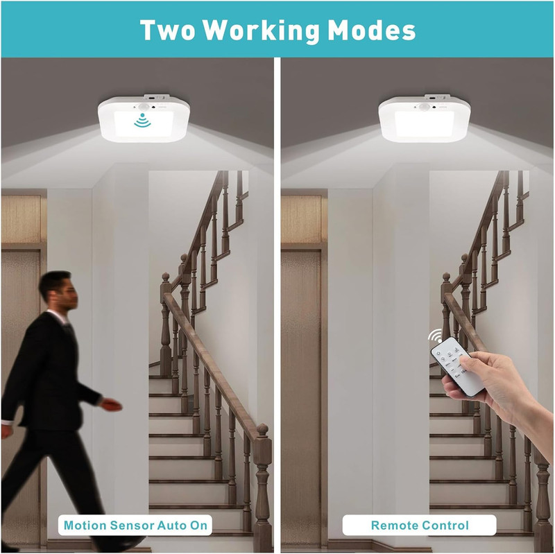 Rechargeable Motion Sensor Ceiling Light，No Wiring Battery Operated Ceiling Ligh gallery