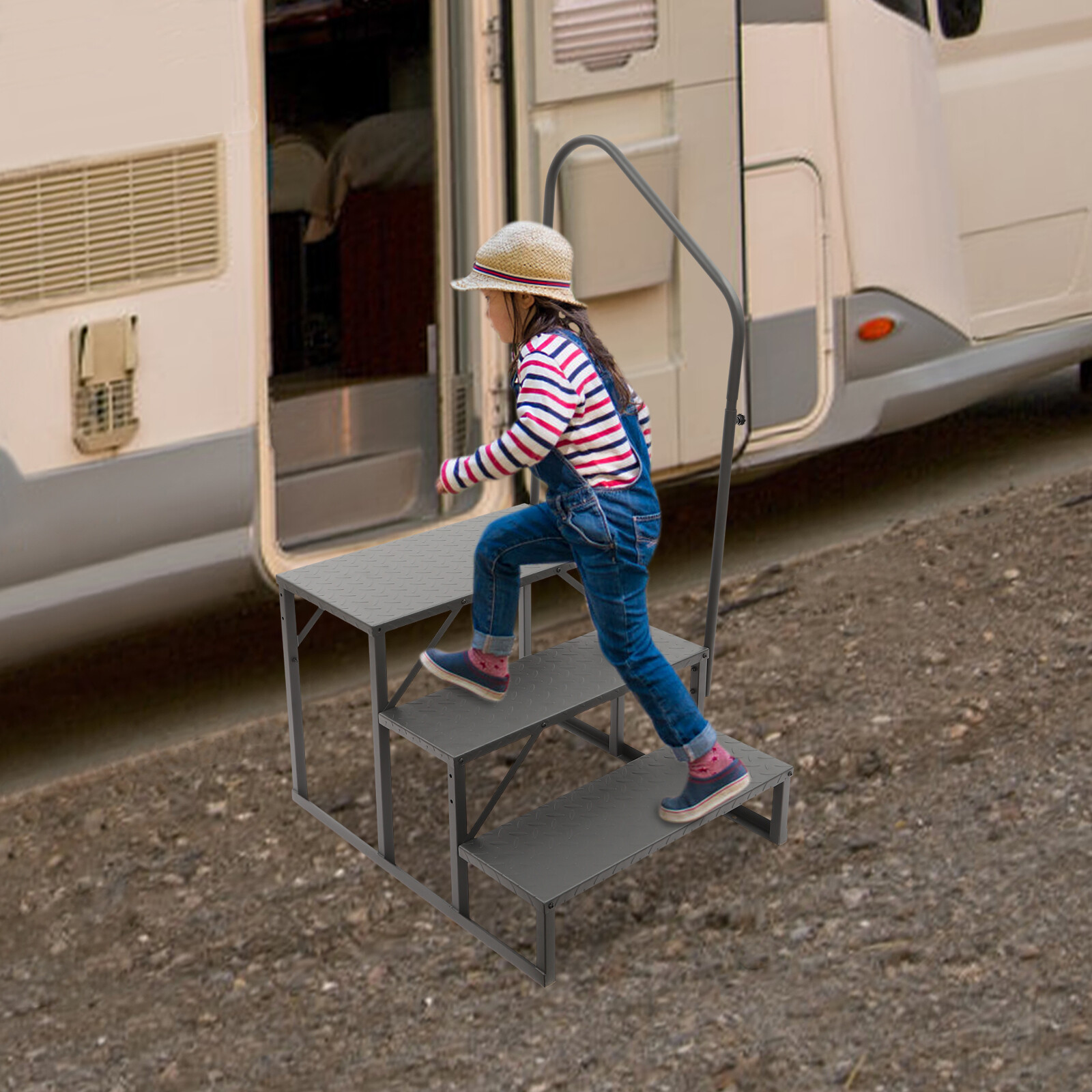 Portable Step Ladder W/ Handrails Swimming Pool Ladder Above Ground Home Decor gallery