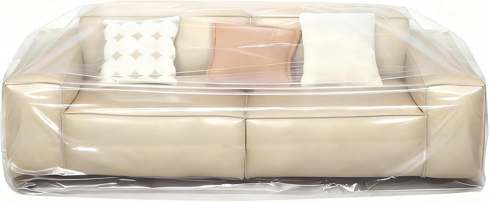Extra Thick 4Mil Plastic Couch Cover, Large Dust-Proof Sofa Cover for Sectional