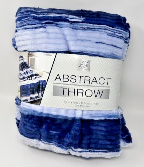 Life Comfort Abstract Plush Lightweight Throw(60 in X 70in), Blue. gallery