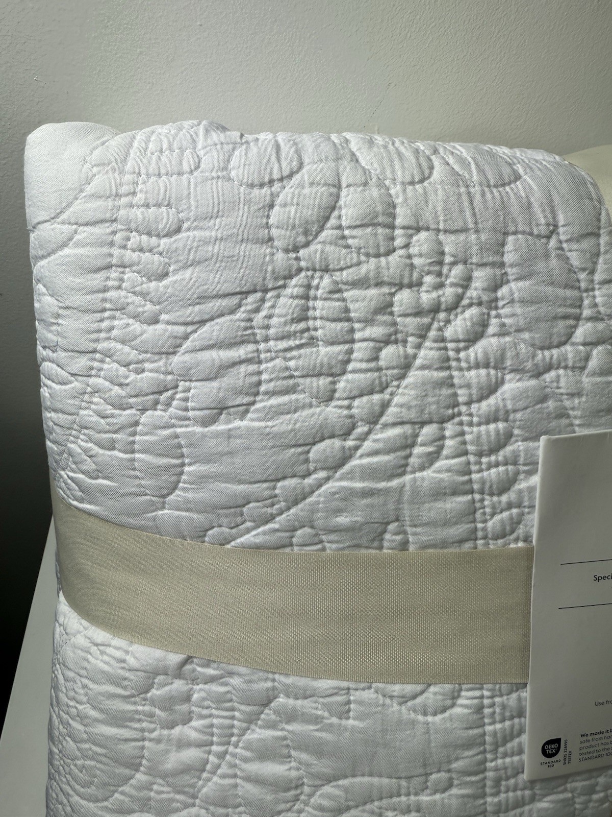 Threshold Garment Washed Paisley Stitch Quilt Full/Queen White 88 in x 92 in New gallery