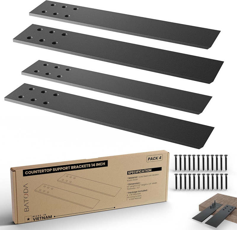 14" Countertop Support Brackets (4 Pcs) for Granite - Heavy Duty L Shelf Bracket gallery