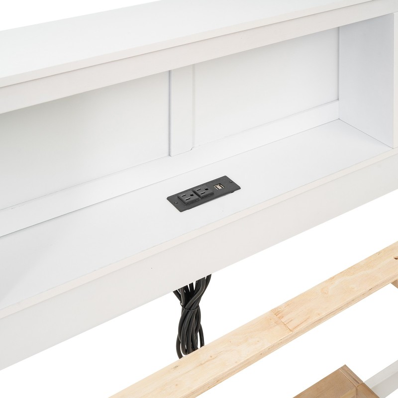 Full Size Platform Bed with Storage Headboard, USB, Twin Size Trundle and 3 Dr gallery