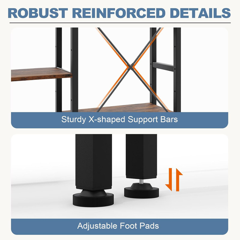 Rustic 3-Column Wide Bookshelf with Adjustable Shelves for Home & Office gallery