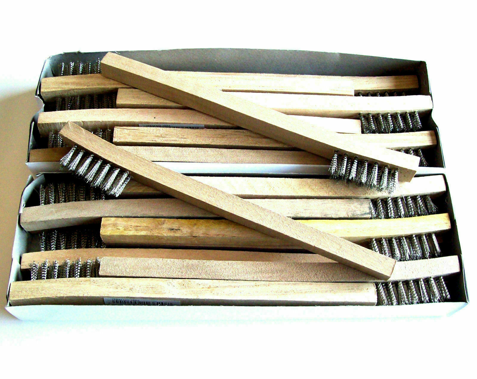 24-PACK 8" LONG STAINLESS STEEL WIRE WOOD HANDLE BRUSH RUST & DIRT REMOVAL gallery