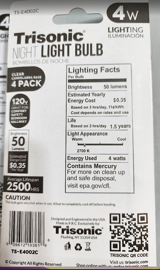 12 Clear Night Light Bulbs 4W Candelabra Base 120V 50 Lumens Candle Lamp gallery