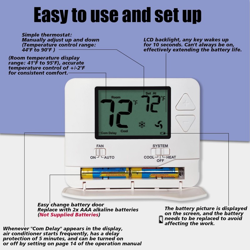 Non-Programmable Thermostats for Home Conventional Single-Stage Systems, up to 1 gallery