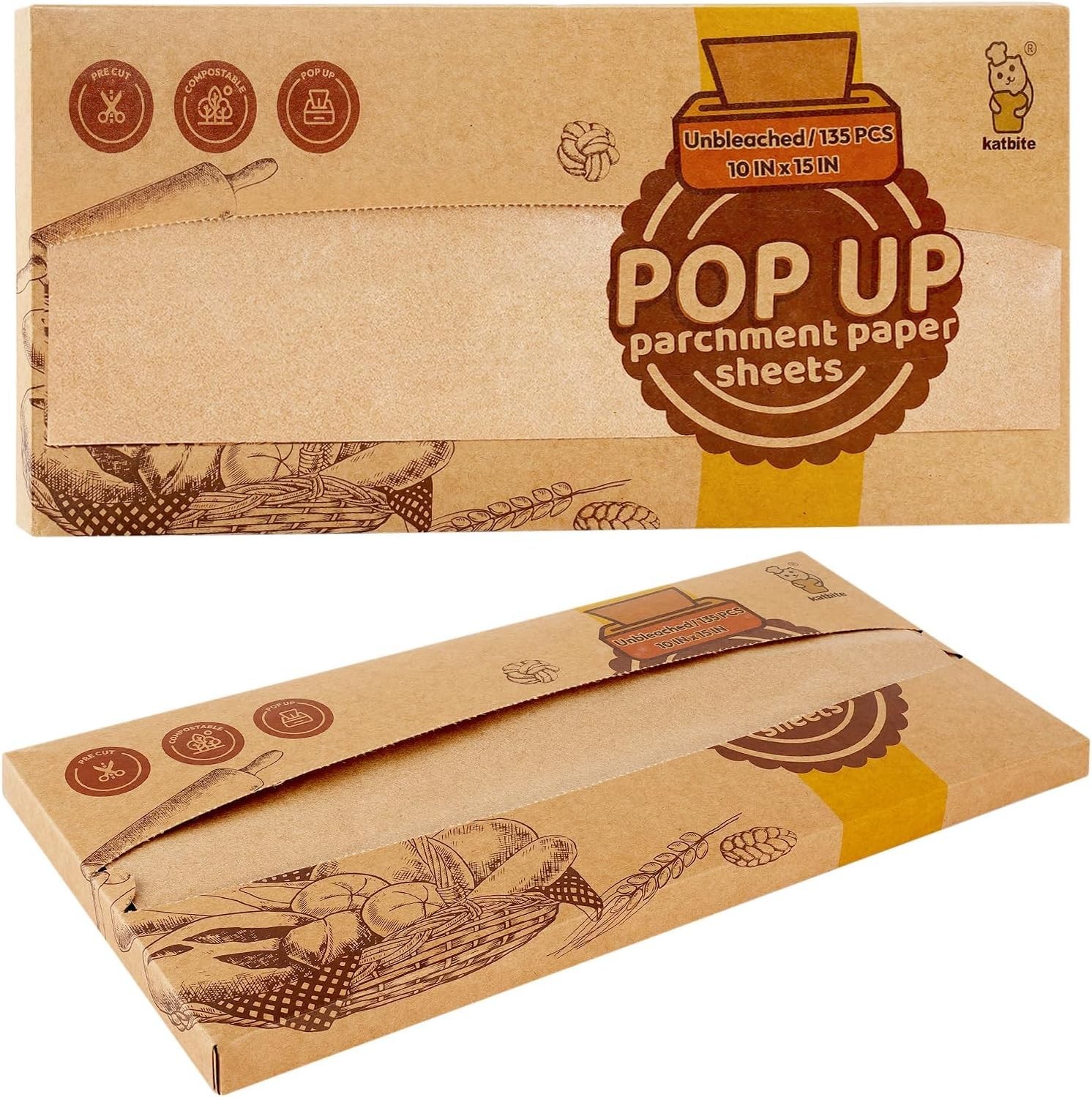 135Pcs 45 gsm Pop-Up Parchment Paper Sheets, Heavy Duty & Non-stick,10x15 In gallery