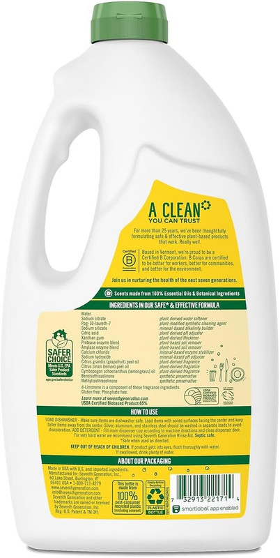 Seventh Generation Natural Automatic Dishwasher Gel, Lemon, 42 Oz Bottle gallery