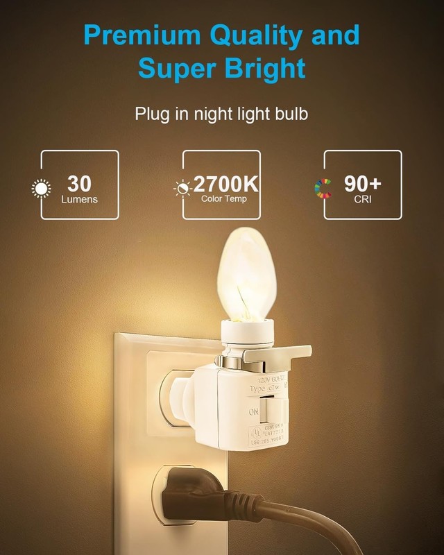 C7 Night Light Bulb 4 Watt,E12 Candelabra Base,15 Lumens,Small Clear Glass gallery