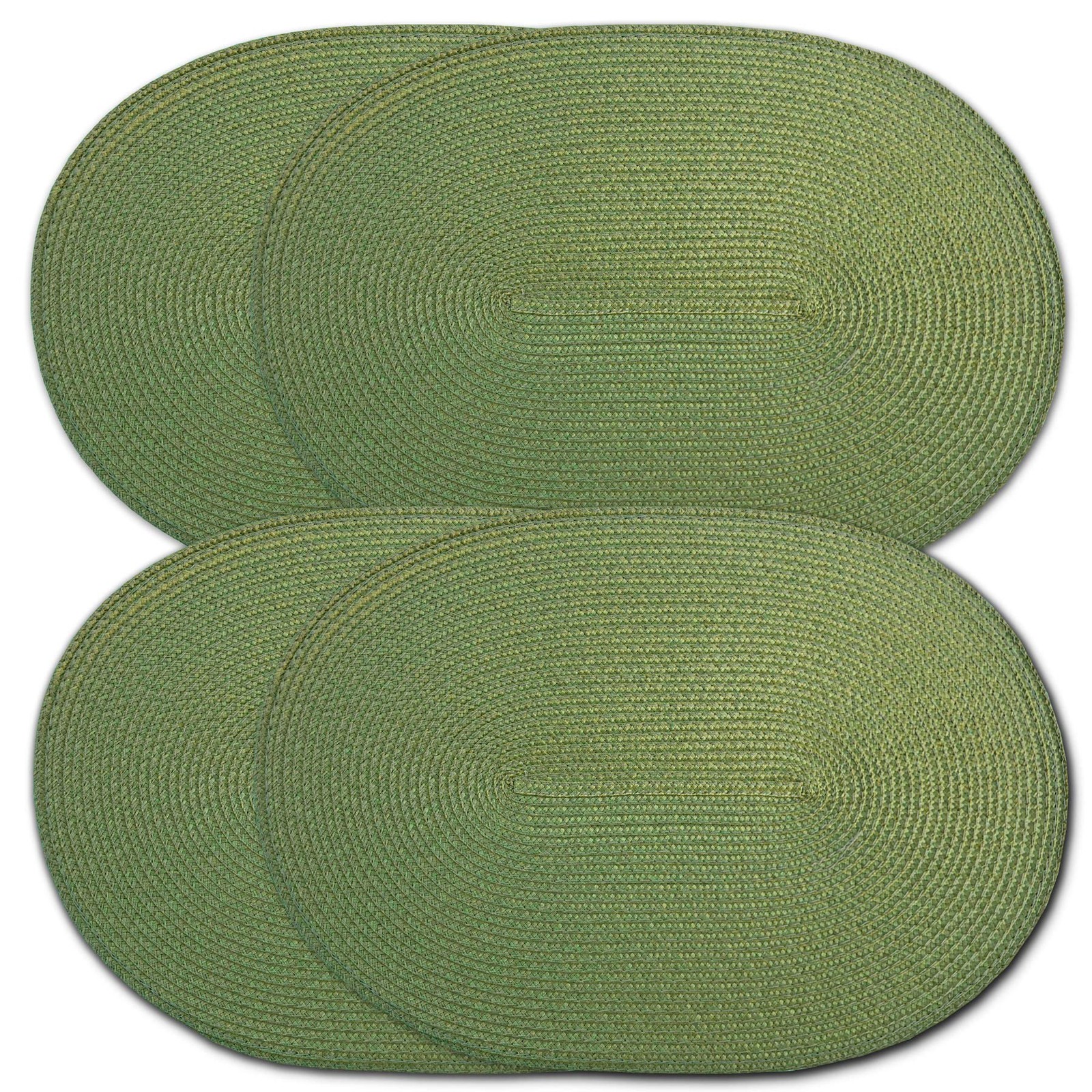 Oval Braided Woven Polypropylene Plastic Placemats (Mossy Green), Set of 4 gallery
