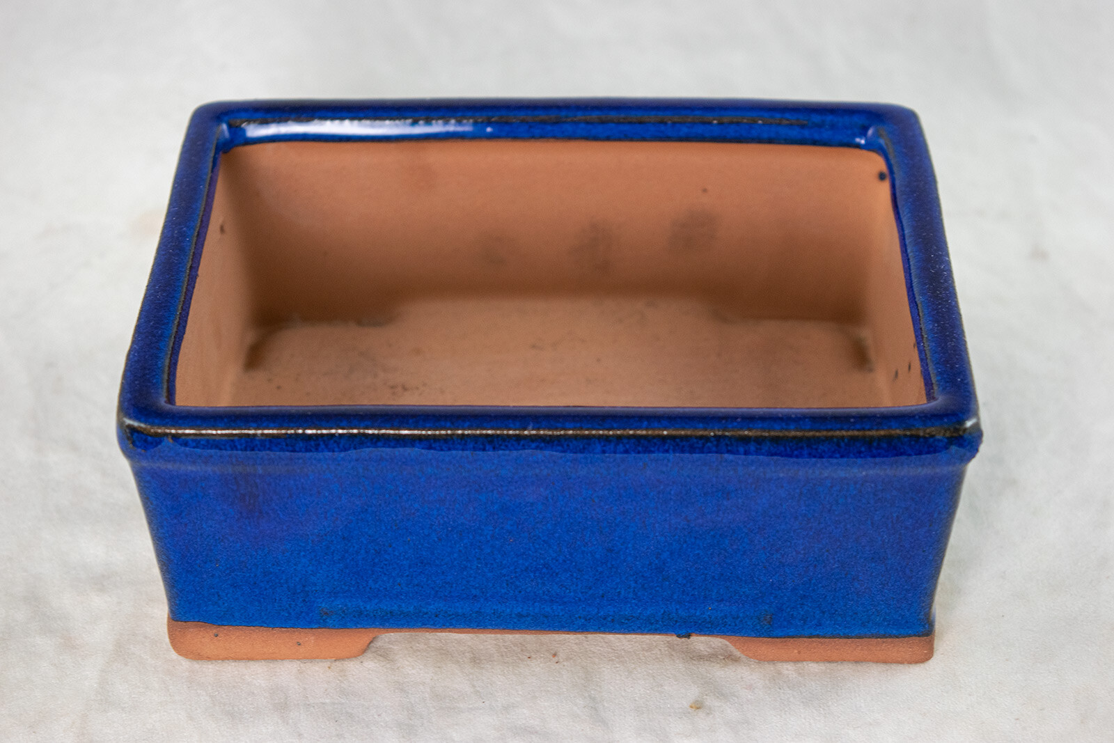 Rectangular Shohin Bonsai, Succulent Pot + Mesh 6.25"x 4.75"x 2.5" - Dark Blue gallery
