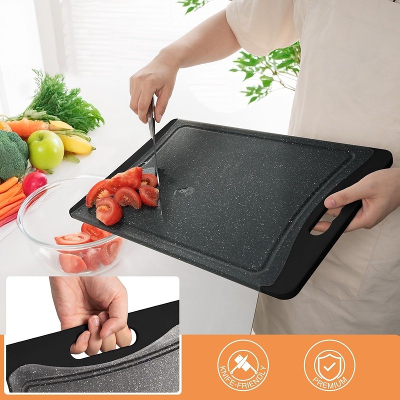 Durable Dishwasher Safe Cutting Boards - 3 Sizes with Juice Grooves - Dark Grey gallery
