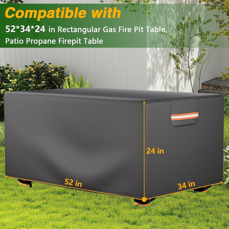 Heavy Duty 420D Rectangular Gas Fire Pit Table Cover for 52*34*24 In New gallery