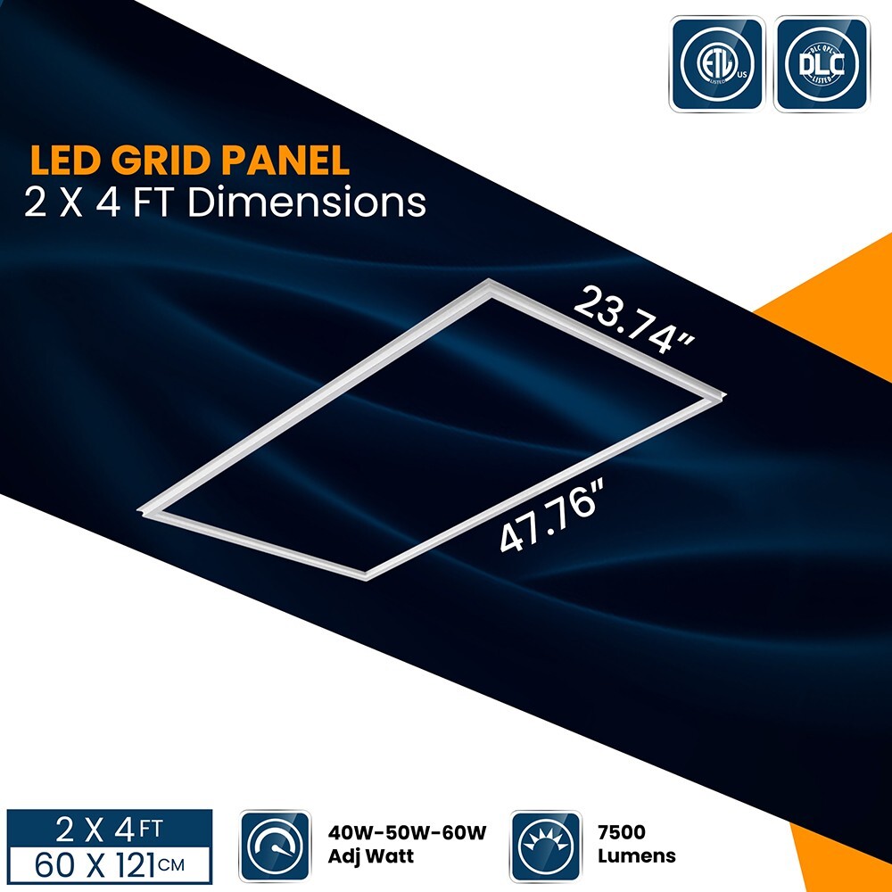 LED 2x4 Edge Lit Panel Adj 40-60W & CCT 3K-5K, 7500Lm 100V-277V Pack of 4 gallery