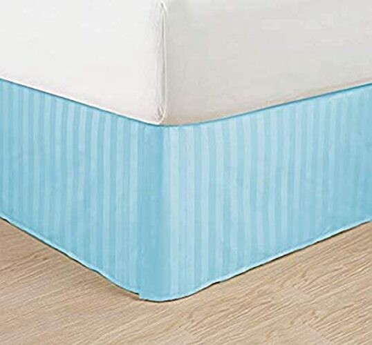 Wrinkle Free - 1500 Thread Count Egyptian Quality Stripe Bed Skirt - Full Aqua gallery