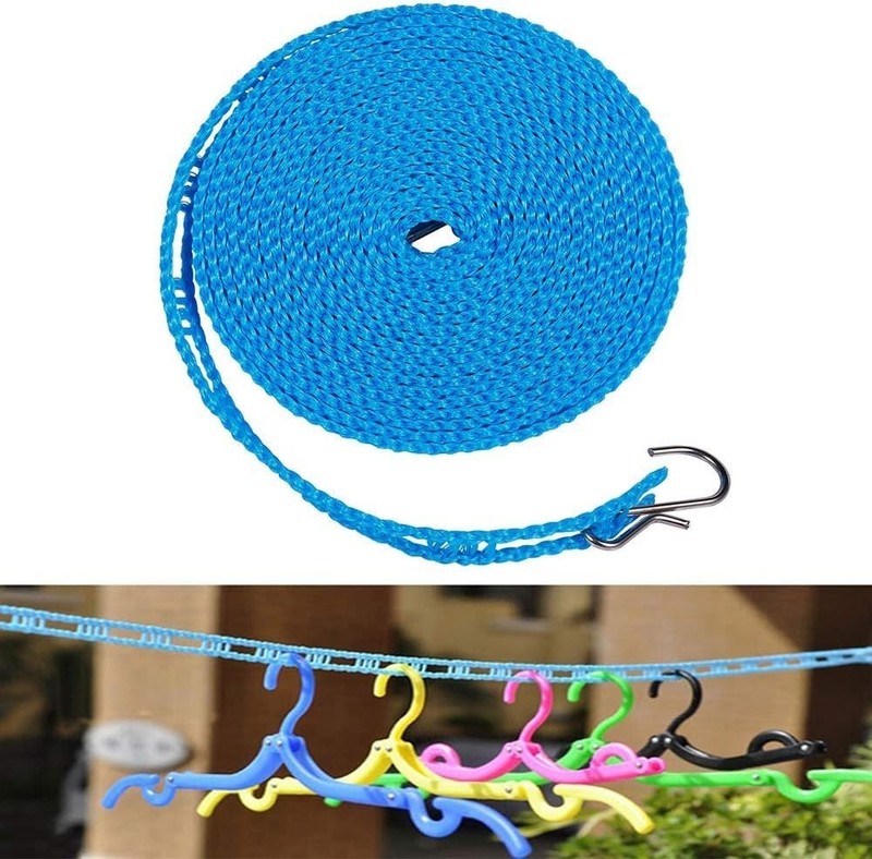 Portable 3-Pack Clothes Drying Rope in Blue, Green & Pink - Ideal for Camping gallery