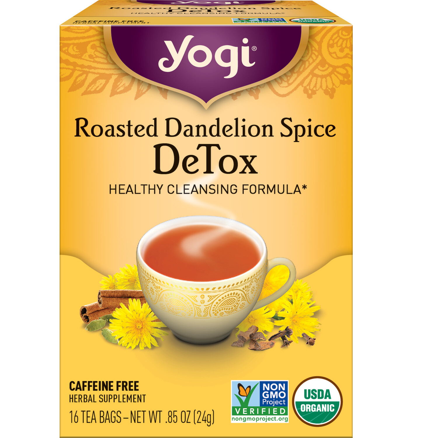 Yogi Tea - Roasted Dandelion Spice DeTox Tea (4 Pack) - 64 Organic Tea Bags gallery
