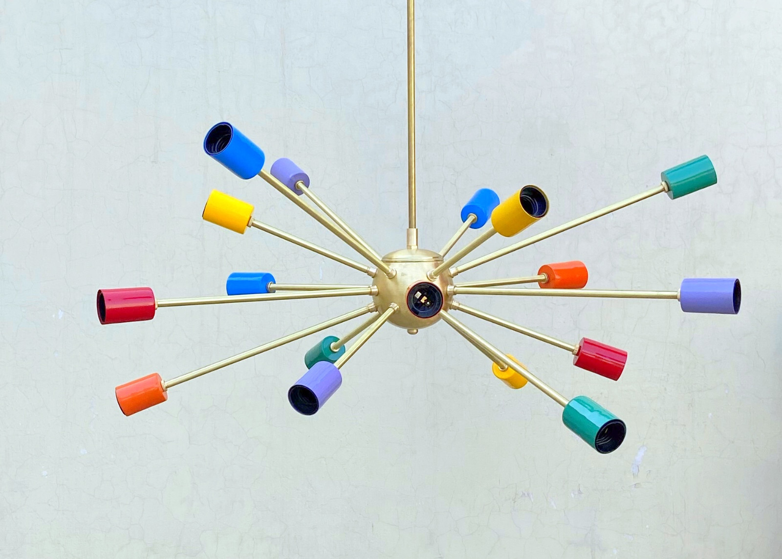 Mid-Century Style 18 Arms Multicolored Sputnik Light Huge size Brass Chandelier gallery