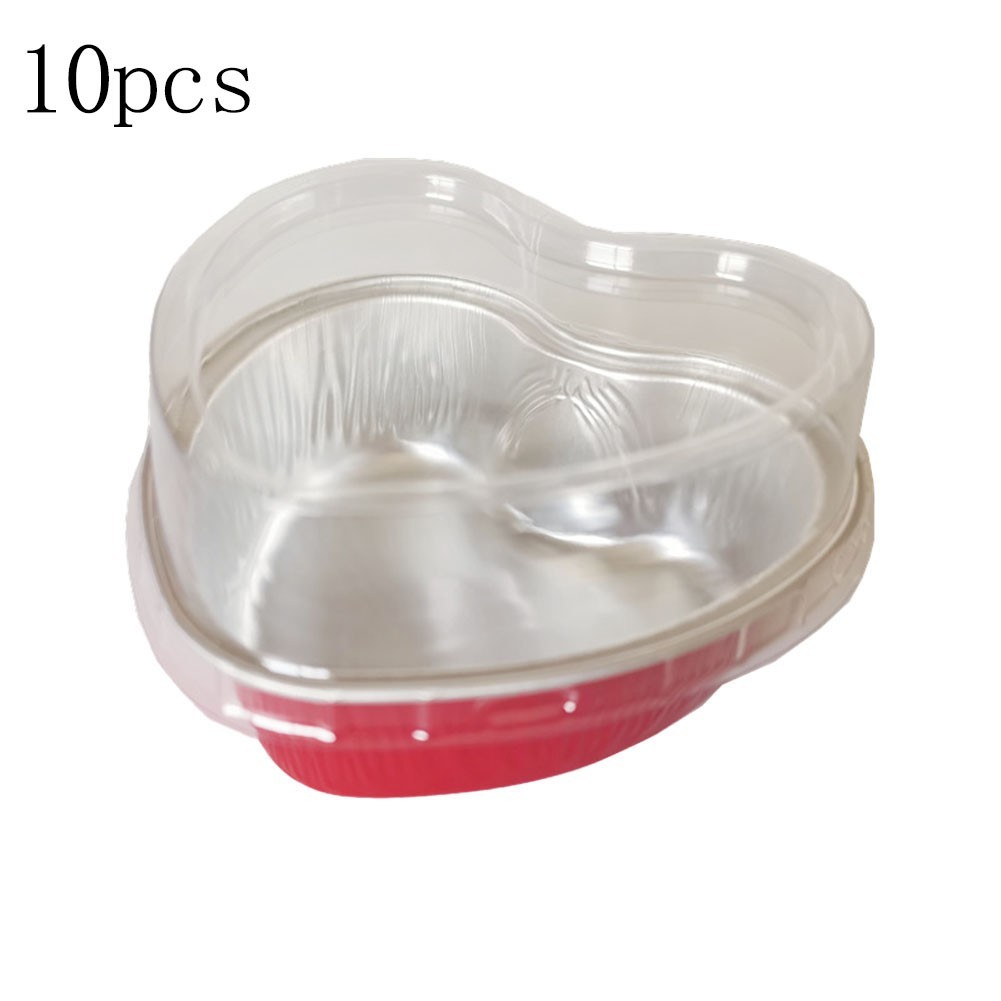 Convenient Heart Shaped Baking Pans with Lids Set of 10 100ML Aluminum Foil gallery