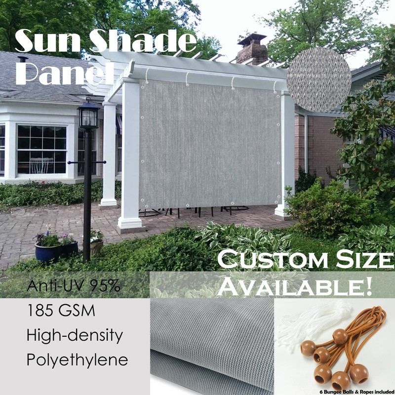 Patio Shade & Privacy Panel Pergola Window - 90% UV Block Mesh w/ Grommets Grey gallery