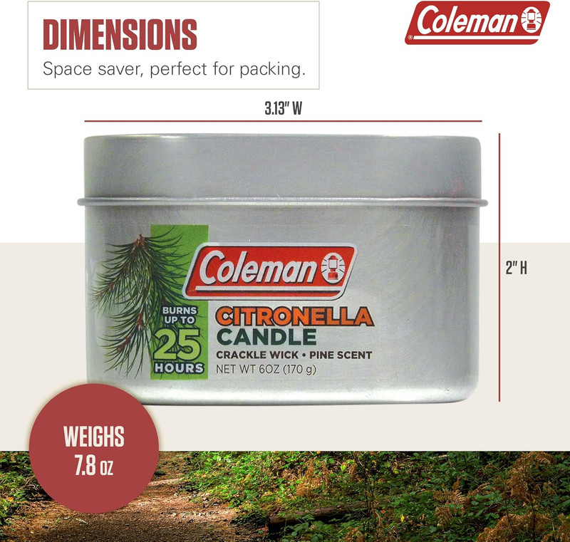 Coleman Pine Scent Citronella Candle with Wooden Crackle Wick - 6 oz gallery