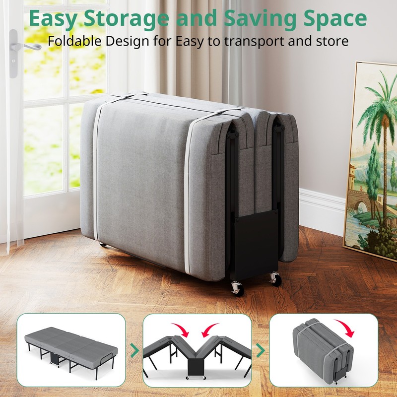 Portable Folding Bed with Memory Mattress & Metal Frame Twin ,Cot Size,Roll Away gallery
