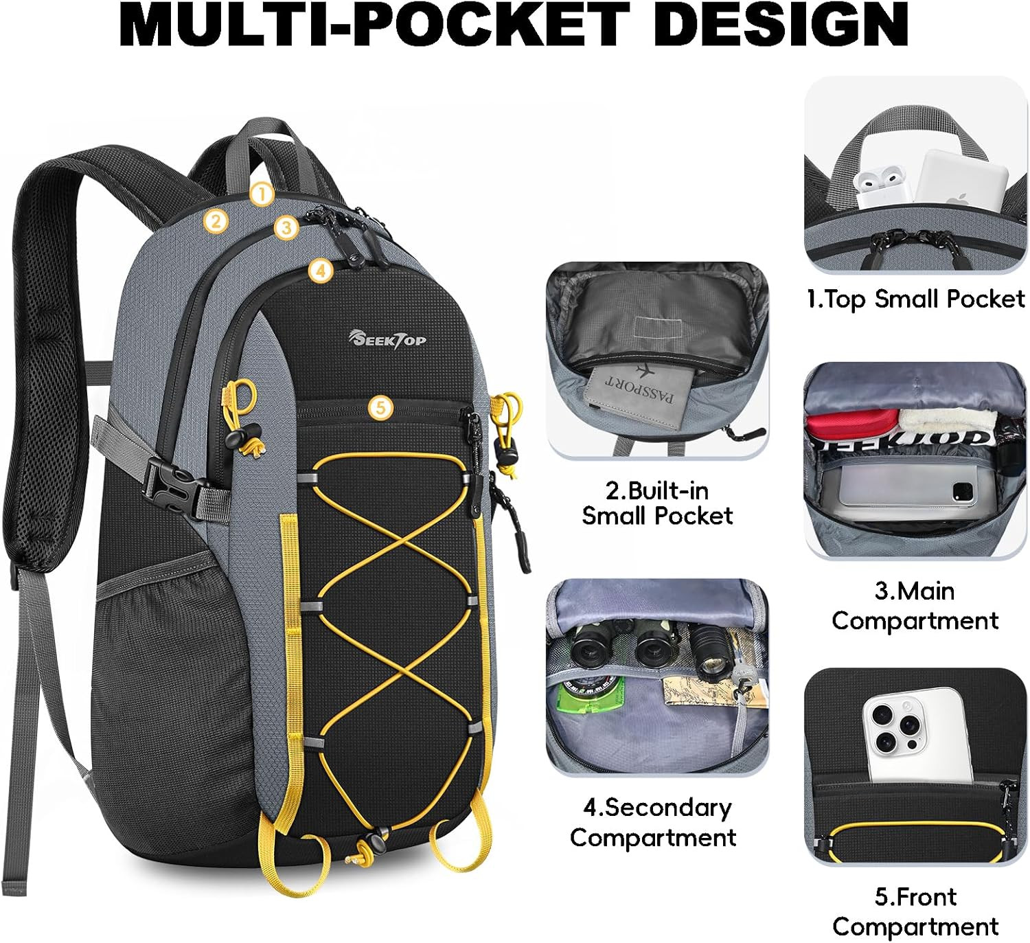 20L Foldable Waterproof Hiking Backpack, Ultralight Small Lightweight Daypack Pa 4