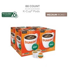 Dunkin’ Decaf Coffee, Medium Roast Coffee K-Cup Pods, 88 Count