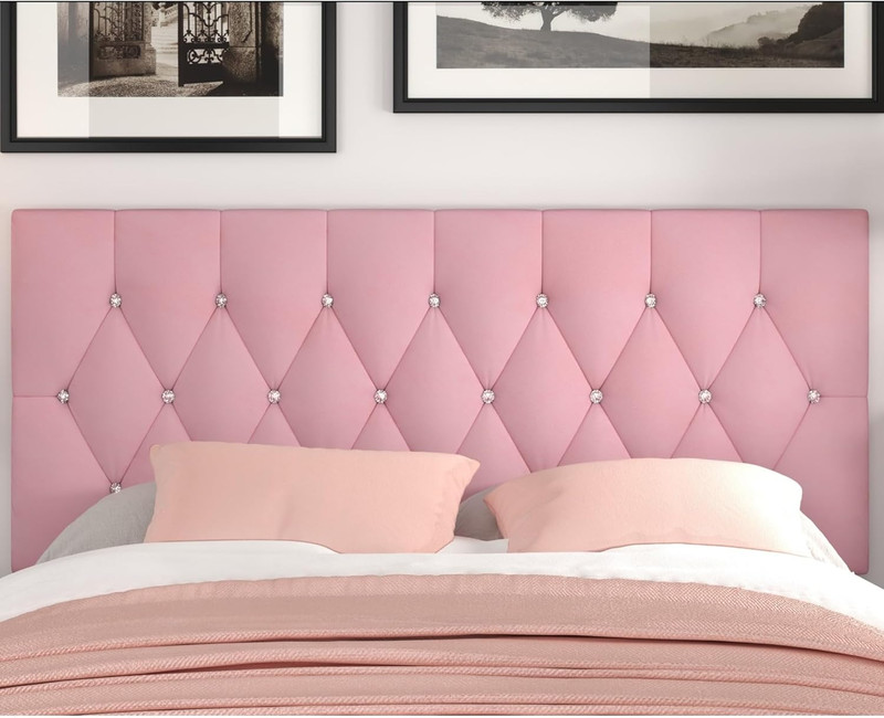 Concetta Full Upholstered Panel Headboard, Diamond Button Tufted gallery