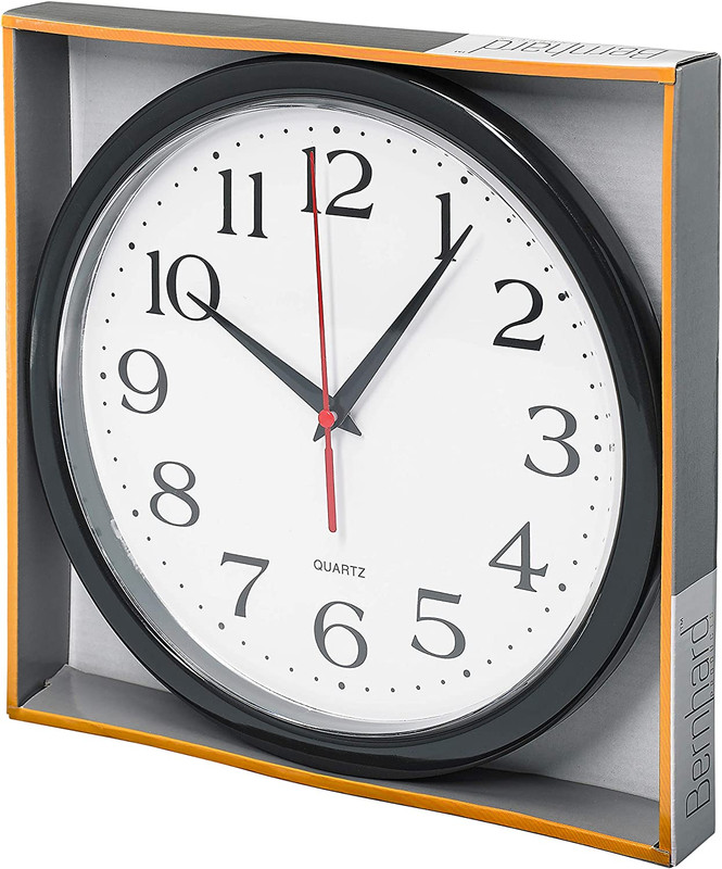 Black Wall Clock Silent Non Ticking 10 Inch Quality Quartz Battery Operated Roun gallery