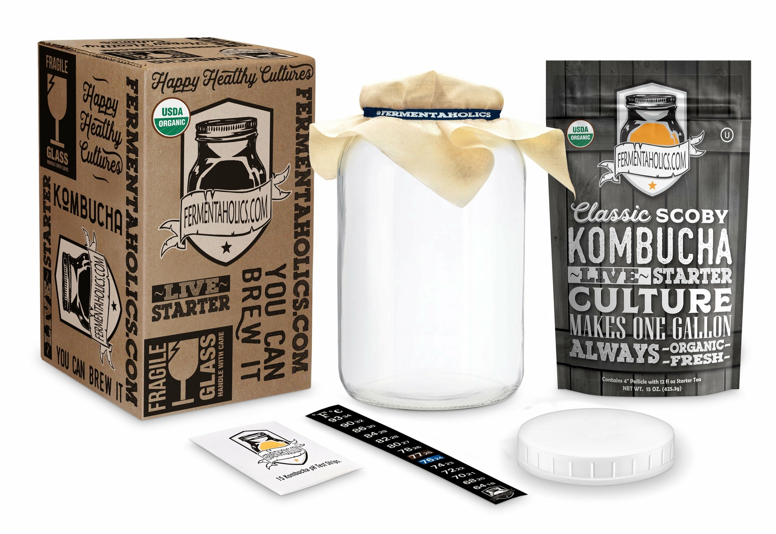 Kombucha Essentials Kit - ORGANIC SCOBY - Brew kombucha at Home gallery