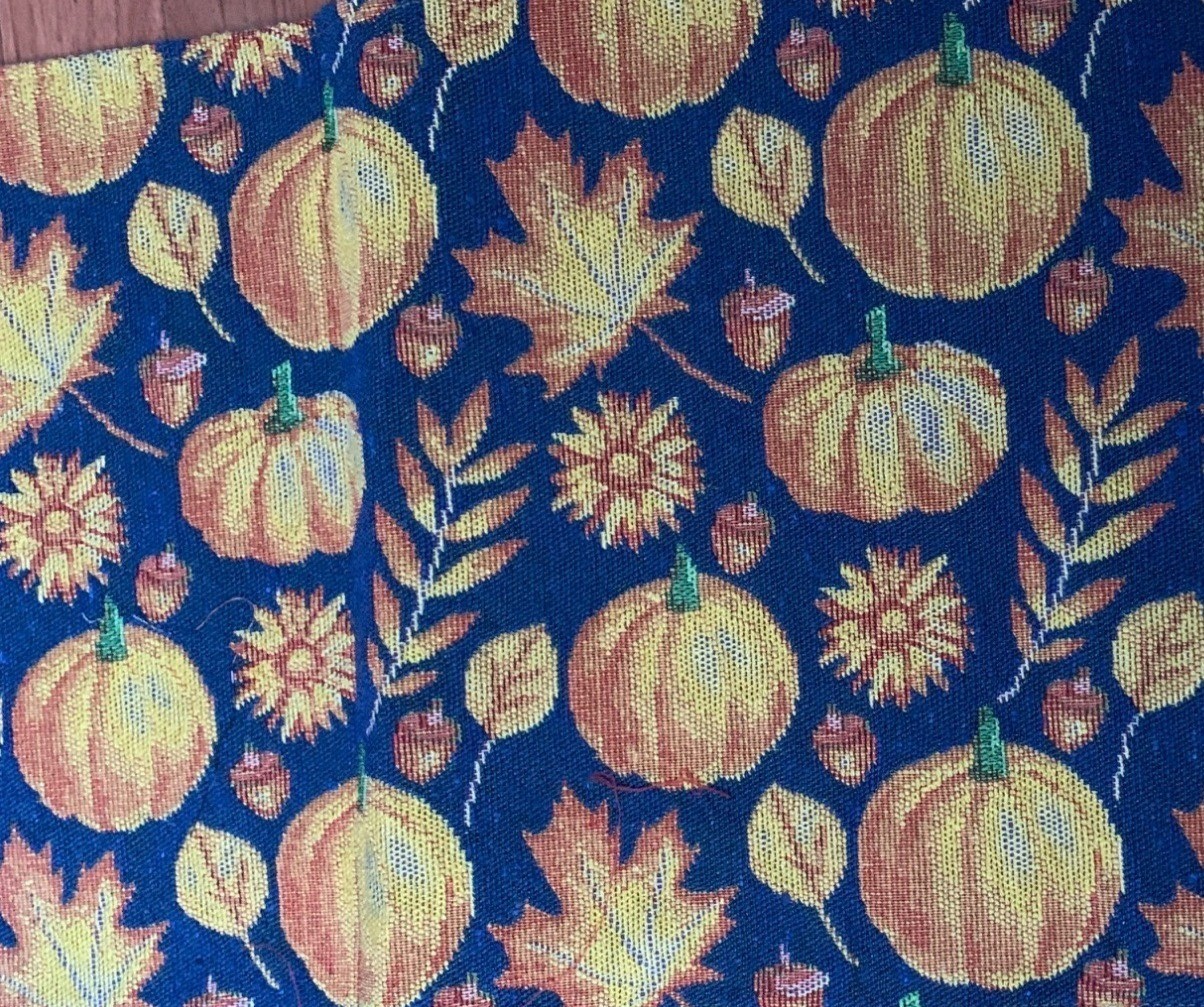 Fall Pumpkin & Leaves Tapestry Table Runner 12x70 Vibrant Harvest Decor Blue/Ora gallery