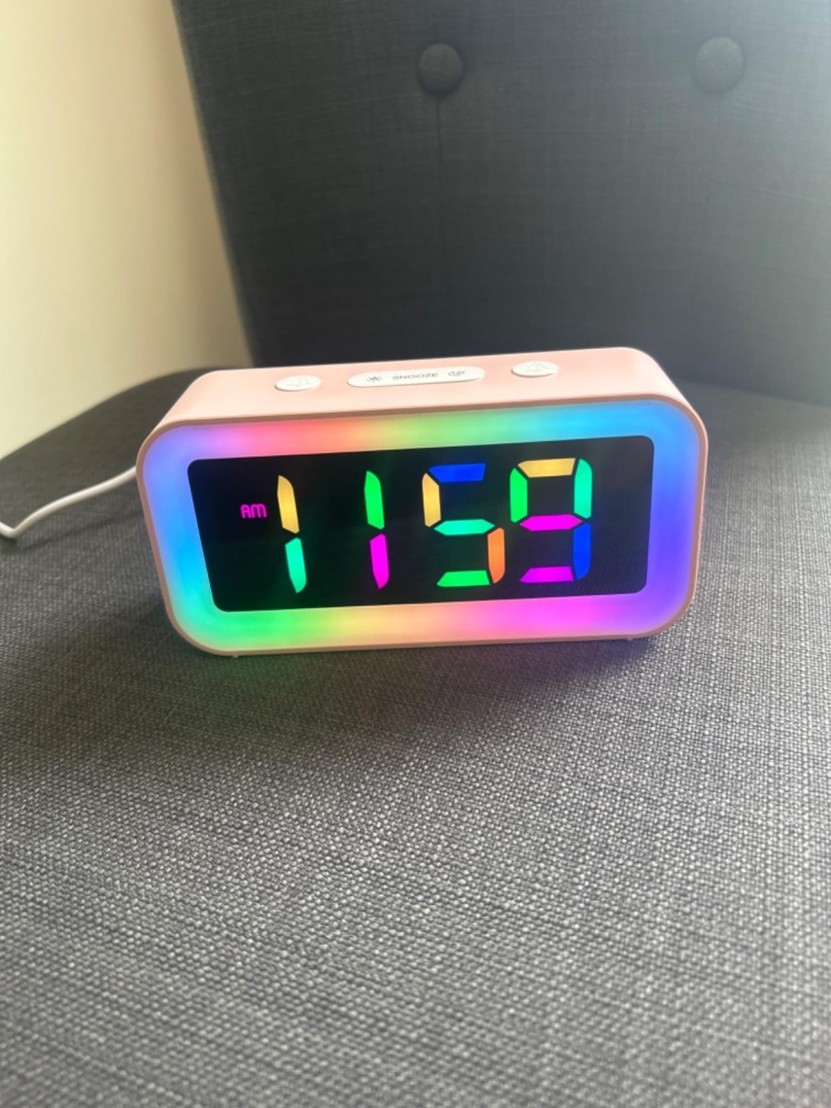 Kawaii Pink Alarm Clock Bedside & Desk Decor– 95dB Loud Alarm with RGB Nig gallery