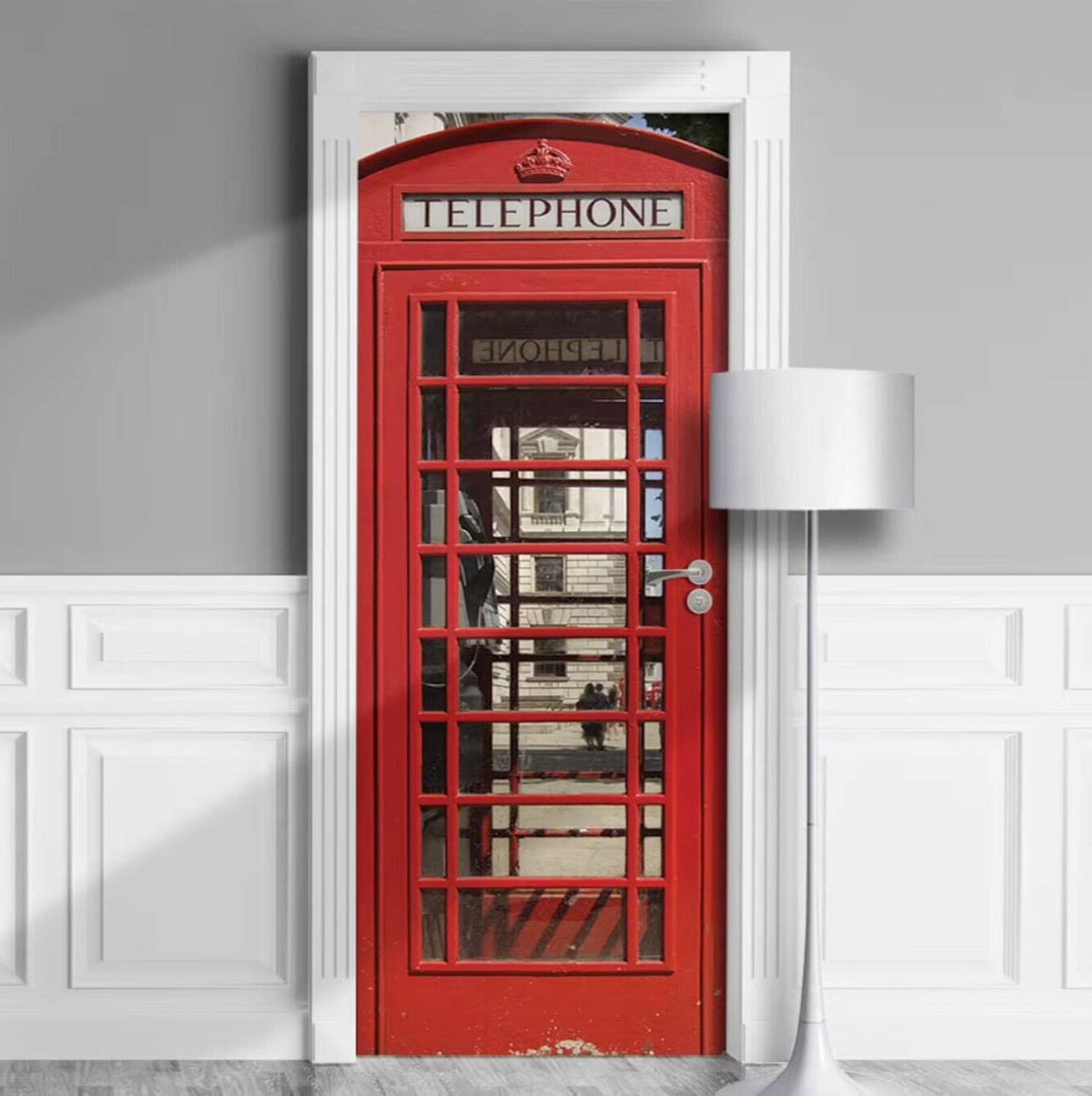 Red Telephone Box Door Decal, Laminated Sticker, Cover, Wrap. Single Piece gallery