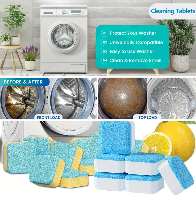 25pcs Washing Machine Cleaner Tablets Deep Cleaning Drum & Tub Lemon Scent - NEW gallery