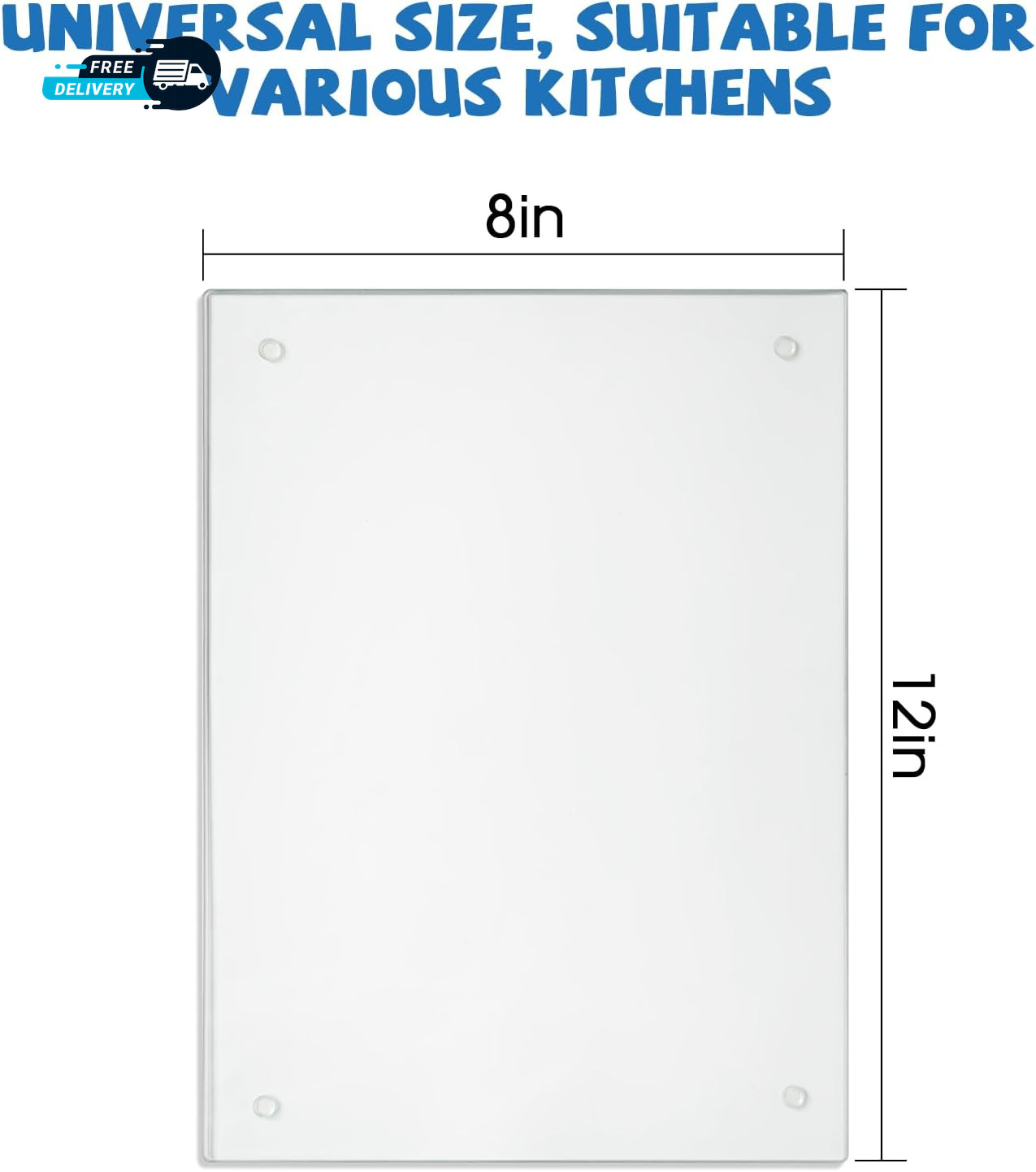 Small Glass Cutting Board,Clear Tempered Glass for Kitchen 1 Pcs (8"X12"),With R gallery