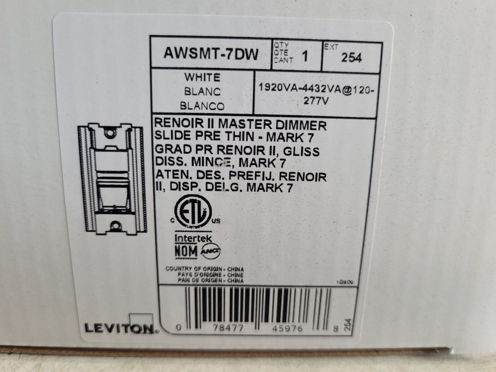 Leviton Renoir II Master Dimmer 16A White AWSMT-7DW gallery