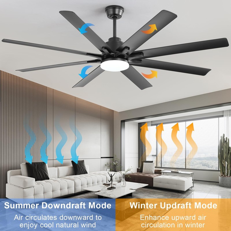 Sofucor 66" Smart Ceiling Fans with Lights,Indoor/Outdoor Ceiling Fan with Light gallery