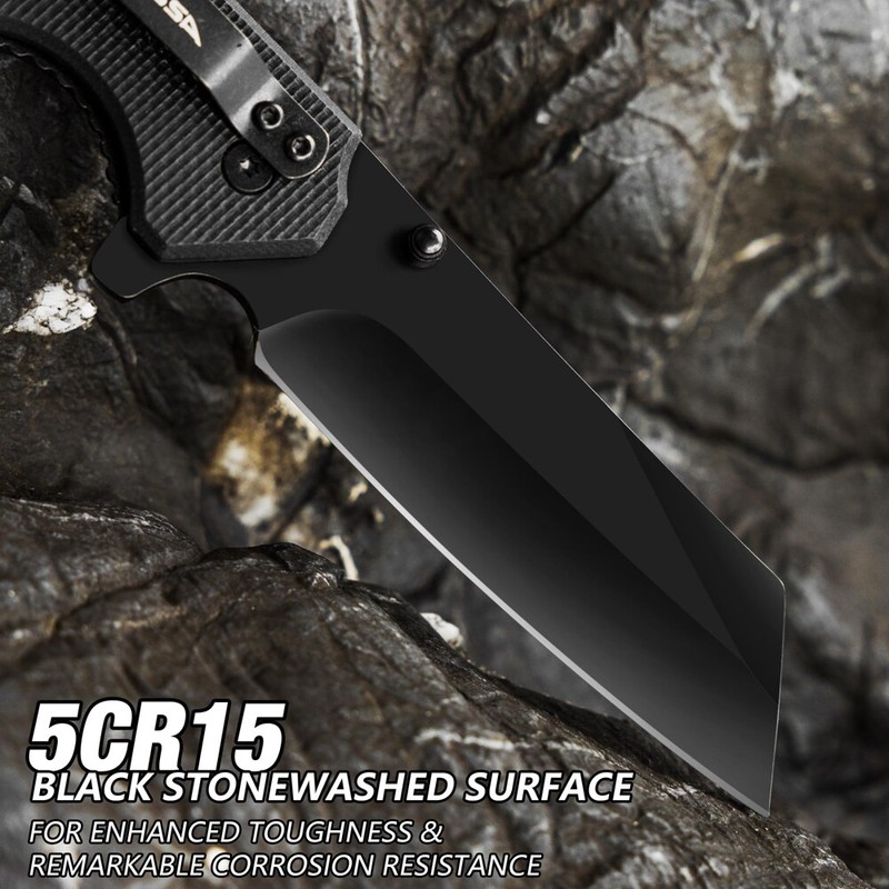 FLISSA Folding Utility Knife 4-3/4 Reverse Tanto Folding Pocket Knife G10 Handle gallery