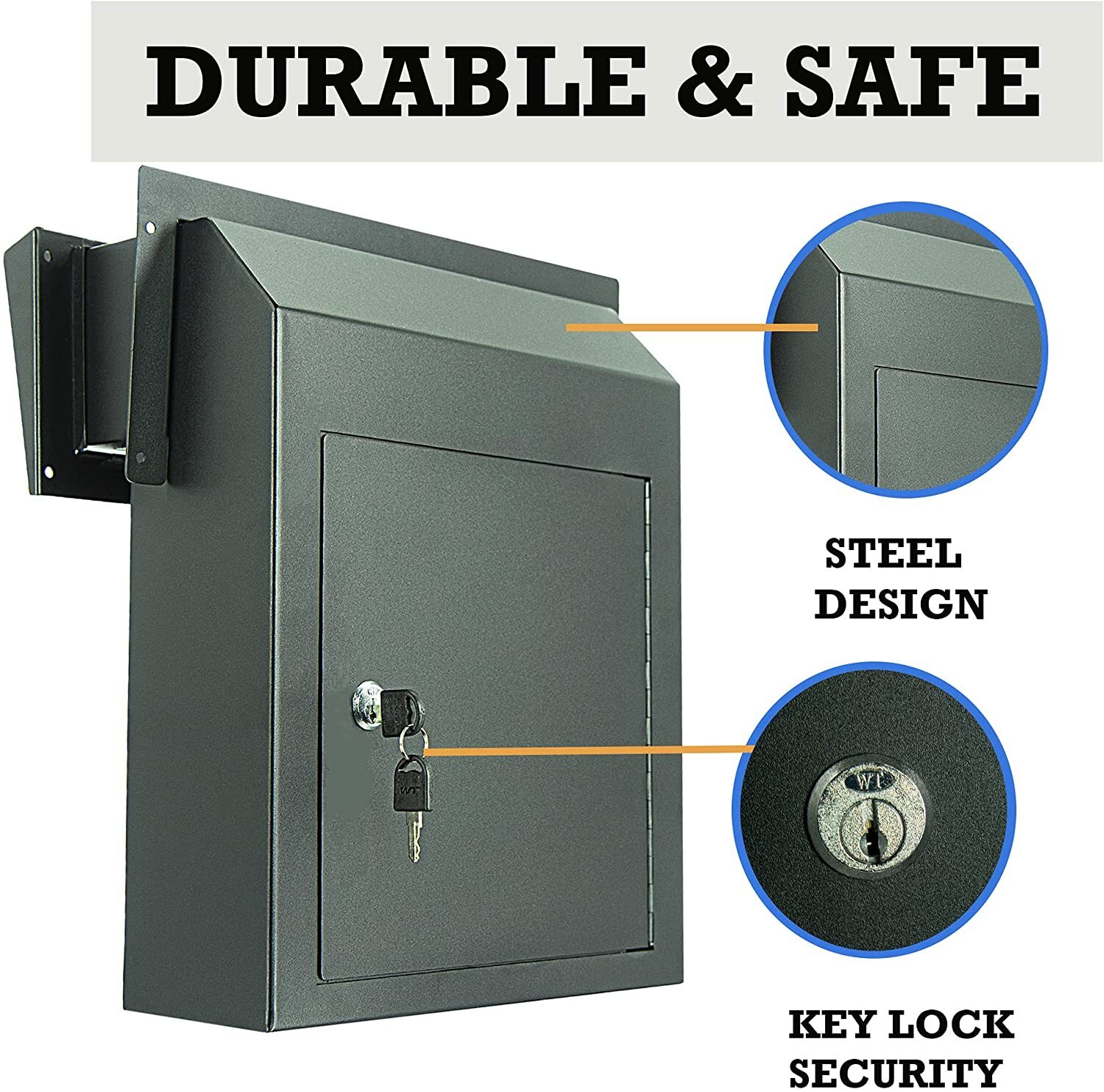 Mailbox Slot Door Key Dropbox Secure Deposit Rain Weatherproof Heavy Duty Steel gallery