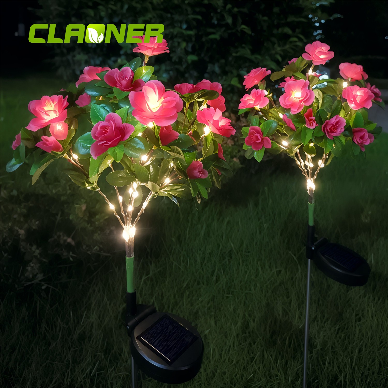2Pack Solar Flower Light Outdoor Artificial Azalea Lights Waterproof Garden Yard gallery
