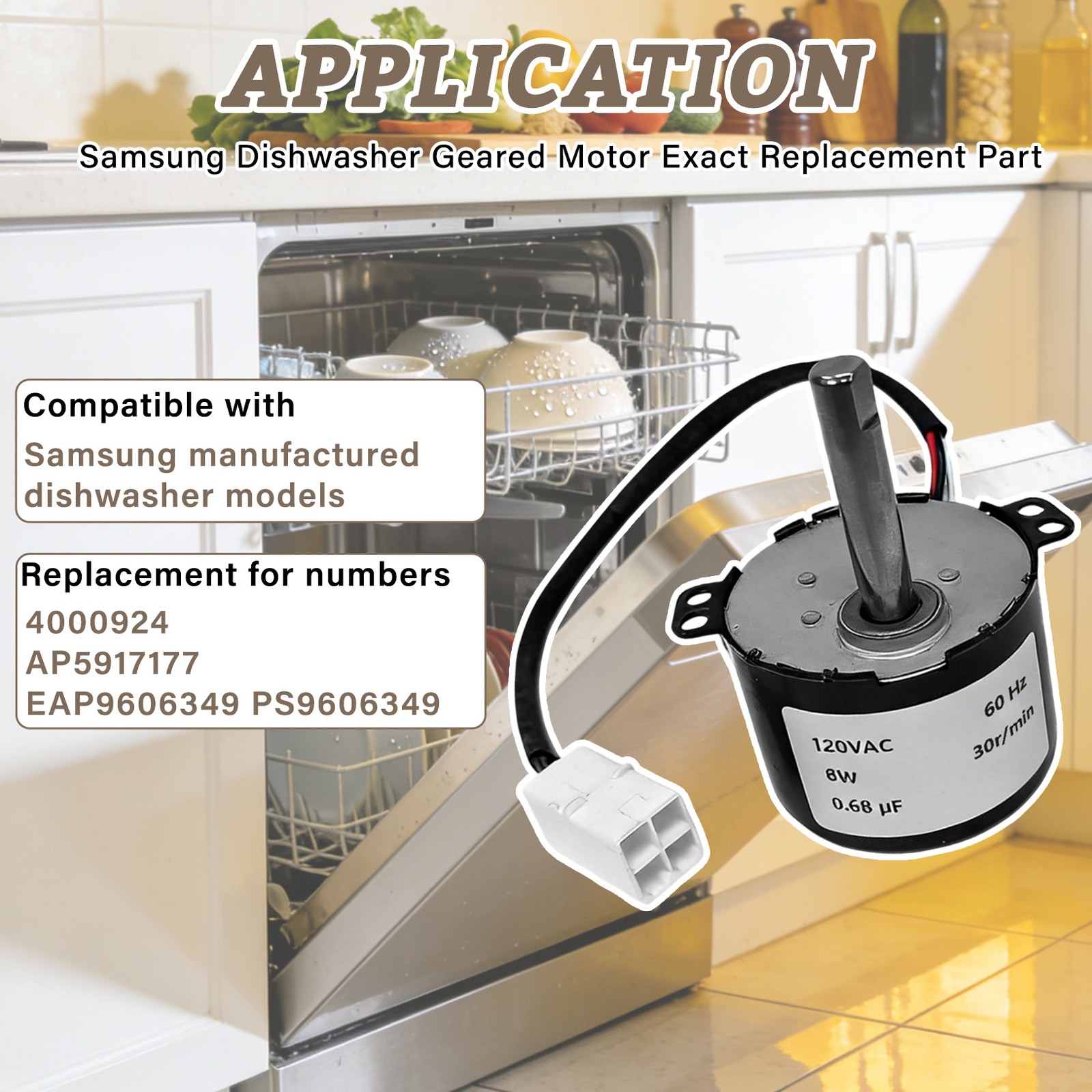 Dishwasher Geared Motor Exact Replacement Part DD31-00013B For Samsung gallery