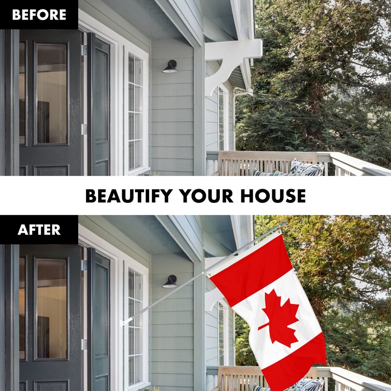 Combo: 6 Ft Flagpole Silver & Canada Canadian Flag 3x6 Ft Embroidered 300D Poly gallery