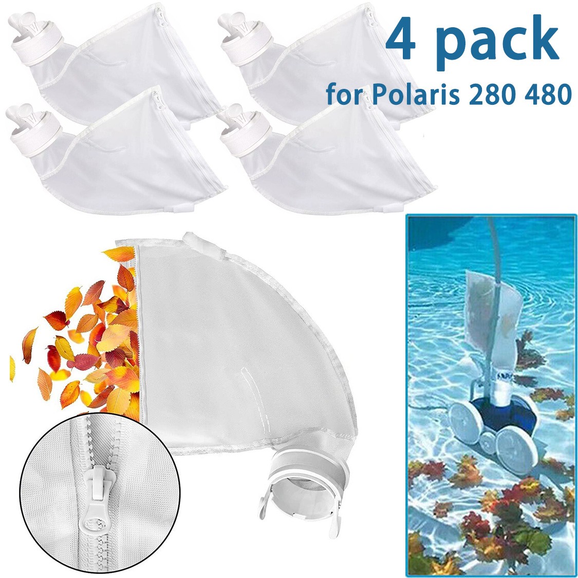 4 Pack Pool Cleaner Bags All Purpose Filter Bag for Polaris 280 480 Part K13 K16 gallery