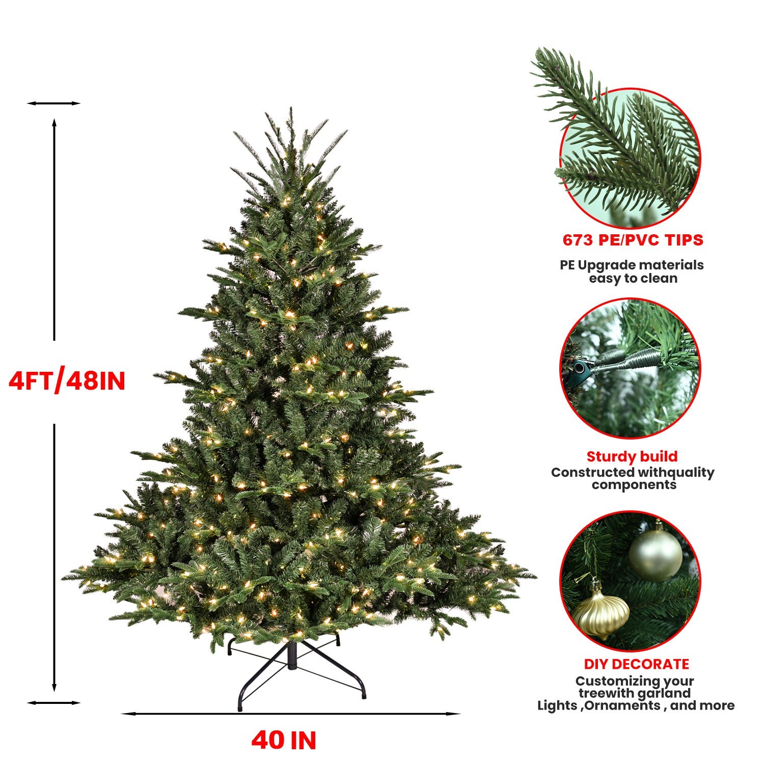 4-9FT Prelit Artificial Christmas Tree Premium Realistic Spruce Easy Assembly gallery